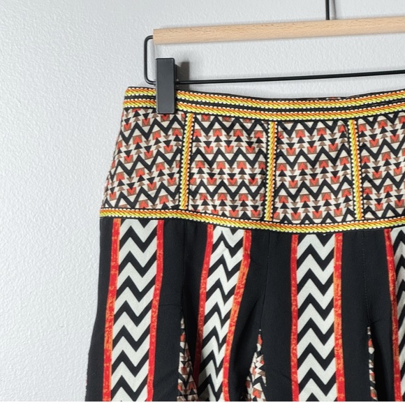 Anthropologie Ranna Gill Skirt Chevron Black Print Stripe Knee Length Size 16 - Picture 4 of 13